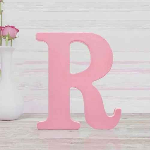 Vista 9 de Letras de madera rosa de 4 pulgadas, letras de madera sin terminar para decoración de pared, letras decorativas de pie en rodajas, decoración