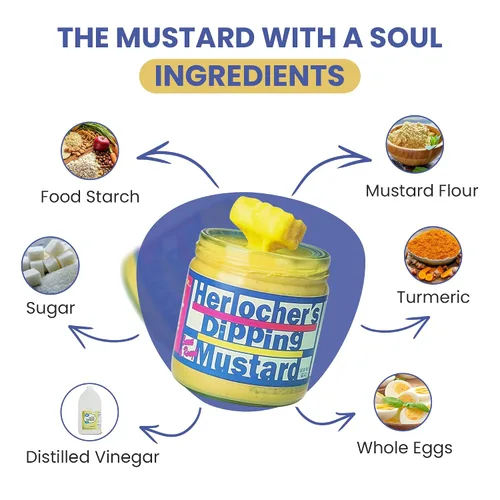 Vista 2 de Herlocher’s Dipping Mustard – Sweet & Tangy Mustard Dip, 8 oz Jar Gluten-Free, Salt-Free, Fat-Free Perfect Pretzel & Snack Dip Made in USA