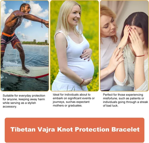 Vista 6 de Auténtica pulsera de nudo Dorje bendecida hecha a mano por monjes tibetanos con protección y talismán para mujeres y hombres