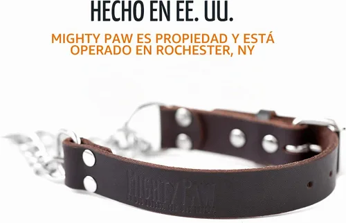 Vista 8 de Collar Martingala para Perros Mighty Paw - Diseño Anti-Tirón - Cadena de Acero Inoxidable - Entrenamiento Limitado con Correa de Cincha - Collar