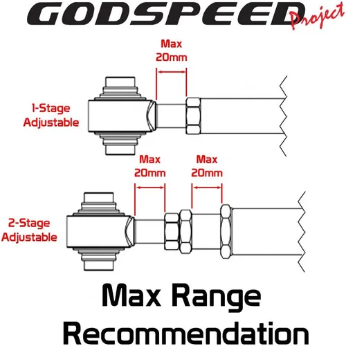 Vista 5 de Godspeed AK-059-A Brazos curvados traseros ajustables con rodamientos esféricos, compatibles con Nissan 370Z(Z34) 2009-19