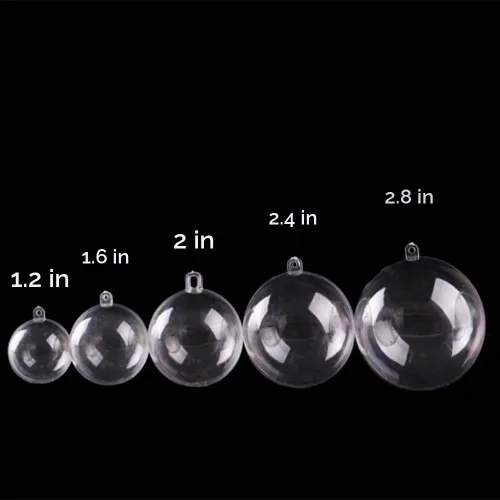 Vista 2 de AOMGD Juego de 25 50 adornos rellenos de plástico transparente de Navidad, molde de bomba de baño, bolas de plástico acrílico transparente