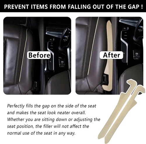 Vista 4 de Junecarp Paquete de 2 rellenos de espacio para asiento de automóvil, organizador flexible para evitar que los artículos se caigan, accesorios