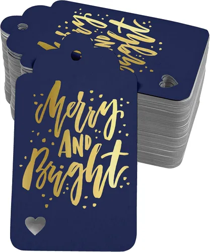 Vista 44 de Etiquetas colgantes con texto en inglés "Merry and Bright" (50 unidades)