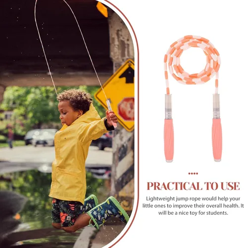 Vista 3 de Adjustable Skipping Rope with Beaded Segmented Design Non-slip Silicone Handles for Outdoor Fitness Exercise Soft Jumping Rope for Beginners and