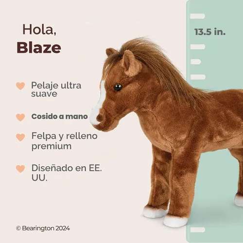 Vista 2 de Bearington Collection Blaze - Caballo de peluche marrón de 13.5 pulgadas, peluche de caballo