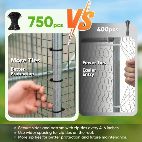 Vista 6 de Quictent - Gallinero de metal grande para más de 30 aves de corral con paño plateado