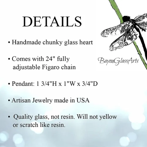 Vista 37 de Handmade Glass Chunky Heart Necklace