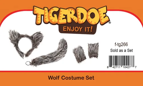 Vista 6 de Tigerdoe Juego de orejas y cola, disfraz de lobo, diadema de orejas de lobo, accesorios de disfraz de animales, Disfraz de lobo