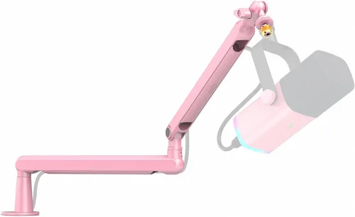 Vista 11 de FIFINE Brazo de brazo de micrófono, soporte de brazo de micrófono ajustable de perfil bajo con abrazadera de montaje de escritorio, adaptador