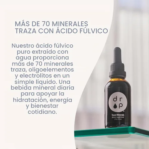 Vista 3 de Drop Trace Minerals con ácido fúlvico, gotas minerales iónicas líquidas con electrolitos - Más de 72 minerales, para energía, hidratación y salud