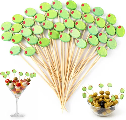 Vista 10 de Tioncy 100 unidades de palillos de cóctel con diseño de oso, palillos de dientes de oso de 4.7 pulgadas para aperitivos, pinchos de bambú