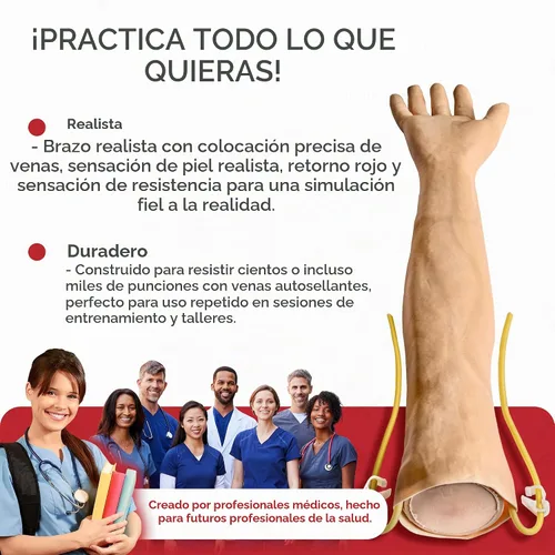 Vista 5 de Brazo de práctica para via intravenosas, brazo de práctica para flebotomía y venopunción, diseñado para entrenamiento y perfeccionamiento