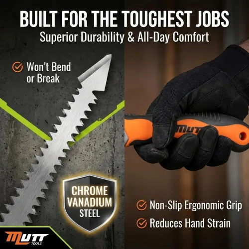 Vista 3 de Mutt Tools - Sierra profesional para paneles de yeso de 6 pulgadas con mango ergonómico, sierra Jab para corte de chapa - Sierra de ojo de cerradura