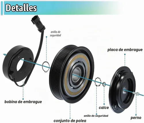 Vista 5 de X AUTOHAUX Kit de embrague del compresor de CA para Ram 1500 8CYL 5.7L 2003 2004 2005 2006 2007 2008 A/C embrague polea placa bobina reparación