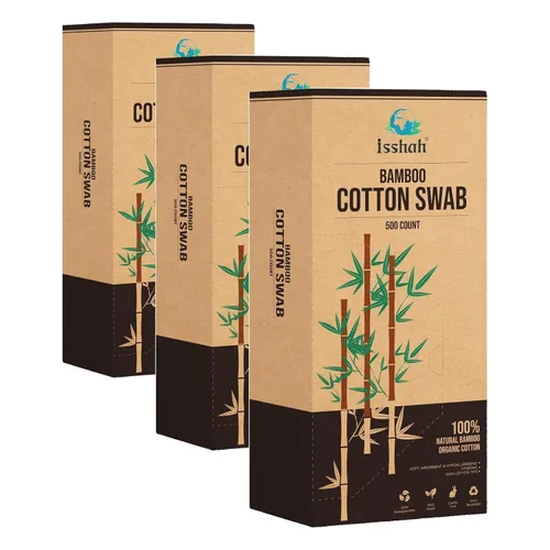 Vista 10 de Hisopos de algodón de bambú – 500 unidades – Certificado FSC y aprobado por PETA, puntas dobles ecológicas, palillos para los oídos sin plástico