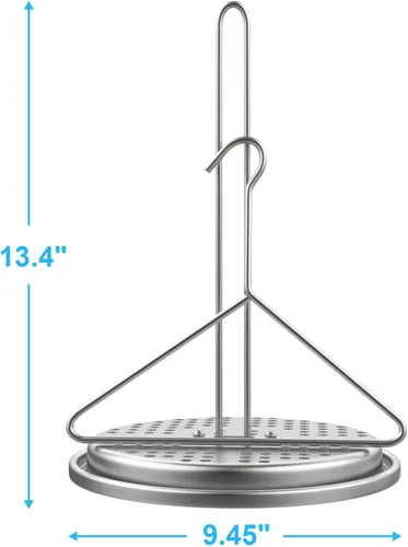Vista 2 de Kit de accesorios para freidora de pavo perforado, pollo, aves de corral, con mango de alambre, gancho elevador, base vertical para asador