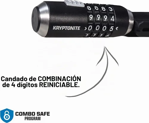 Vista 2 de Kryptonite KryptoFlex - Cable de bloqueo de bicicleta, 6 pies de largo, 0.394 in de grosor, cable de acero trenzado resistente, bloqueo de seguridad