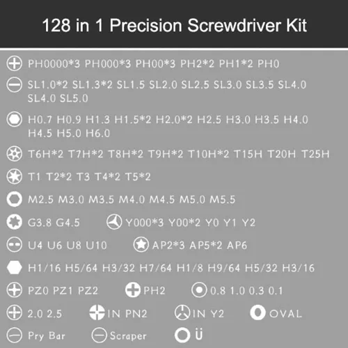 Vista 4 de Juego de destornilladores de precisión 128 en 1, con kit magnético para computadora, PC, Mac-Book, para laptop, tablet, para iPhone, para Xbox