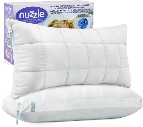 Vista 11 de Nuzzle - Almohada de enfriamiento ajustable para dormir de lado, almohada de cama de tamaño estándar de lujo colección hotel - Mejor almohada