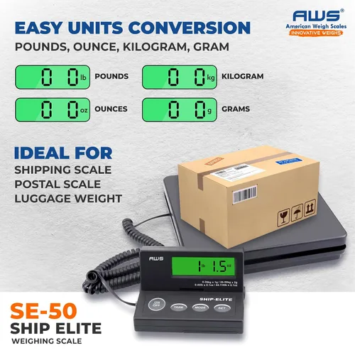Vista 6 de American Weigh Scales Báscula de envío digital Paquete postal multifuncional de alta precisión y báscula de pesaje de equipaje 110 libras x 0.1