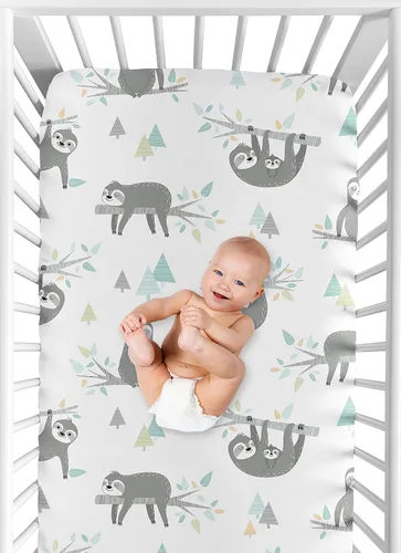 Vista 4 de Sweet Jojo Designs Sábanas ajustables para cuna de bebé (perezoso jungla) para niños o niñas, guardería infantil, habitación de niños pequeños