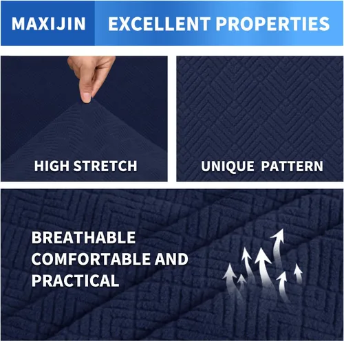 Vista 15 de MAXIJIN 2 piezas de fundas para silla con brazos, funda para silla de sofá para sala de estar, funda elástica para perros para una silla con 1 cojín