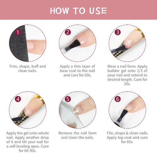 Vista 7 de JODSONE Uñas de gel constructor de 0.5 fl oz para fortalecedor de uñas transparente, extensión de uñas, gel duro de larga duración, altos efectos