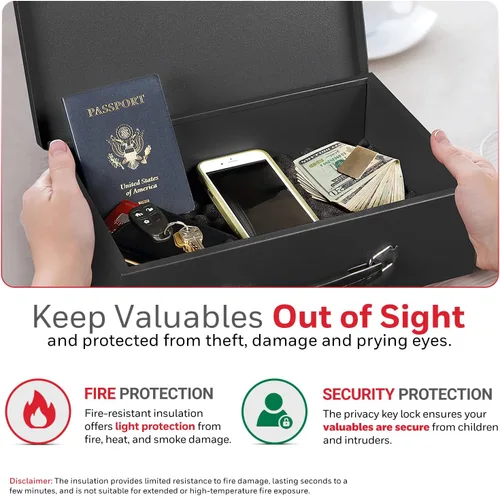 Vista 6 de Honeywell Cajas de seguridad y cerraduras de puerta - Caja de seguridad pequeña para el hogar - Caja de seguridad resistente al fuego con llaves