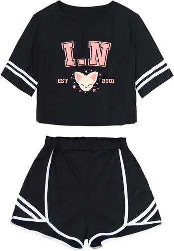 Vista 7 de CHAIRAY SKZ Merch Sets Skzoo Felix Hyunjin Bangchan Lee Know Soporte de Álbum Camisa + Pantalones Cortos Changbin Han I.N Conjunto de Camiseta