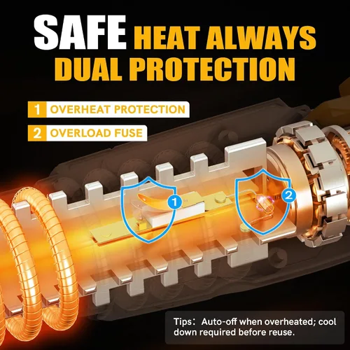Vista 3 de BATAVIA - Pistola de aire caliente de calor rápido de 380 W con tecnología de calor uniforme y fusibles de doble protección, 2 temperaturas