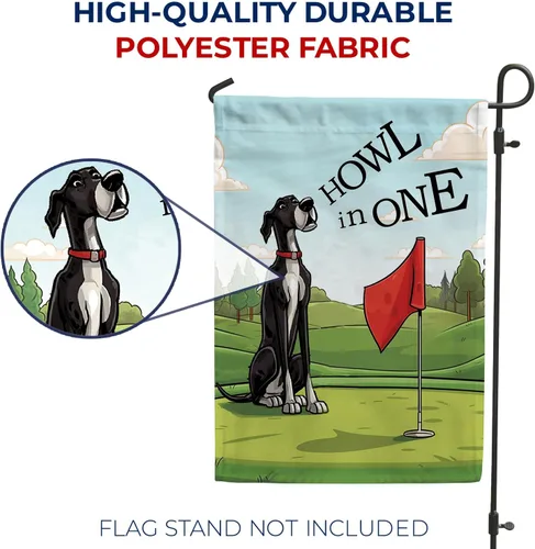 Vista 4 de Howl In One Golf Dog Pun Garden Flag 12.5" x 18" Double Sided Canine Golf