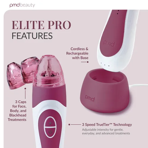 Vista 3 de PMD Beauty Personal Microderm Elite Pro - At-Home Use, Facial Exfoliator Tool, Microdermabrasion Machine Kit for Face and Body Skincare