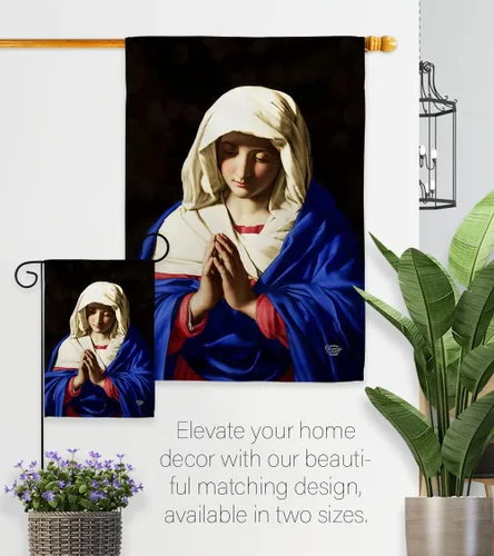 Vista 8 de Ornamento colección virgen en oración bandera de jardín religiosa fe esperanza gracia paz, paloma religiosa, religión cristiana, decoración