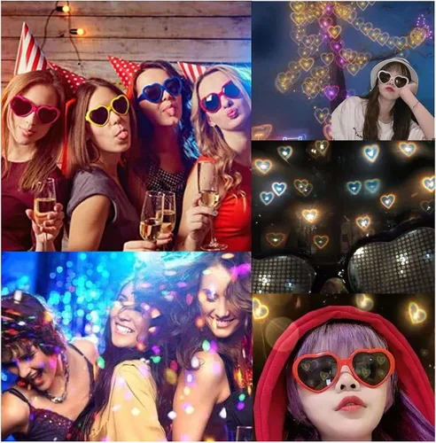 Vista 2 de Lentes de difracción de efecto cardíaco ver corazones - Gafas de efecto especial para fiesta de música y festivales de música Rojo