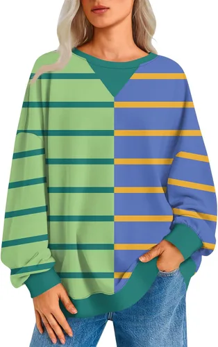 Vista 9 de Sudadera de manga larga para mujer, sudaderas de gran tamaño, estilo casual, cuello redondo, tallas S-2XL