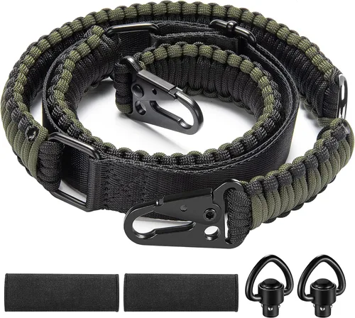 Vista 8 de Eslingas de dos puntos 550 Paracord Correa ajustable con gancho de metal y giratorios sólidos para exteriores Two Point Sling Made of 6 Strand 550