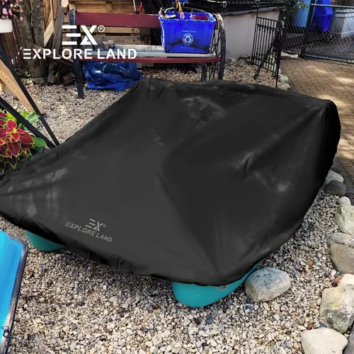 Vista 9 de Explore Land Cubierta para Bote de Pedales - Impermeable de Servicio Pesado para Exteriores Protector de Bote de Remo para 3 o 6 Personas, Negro