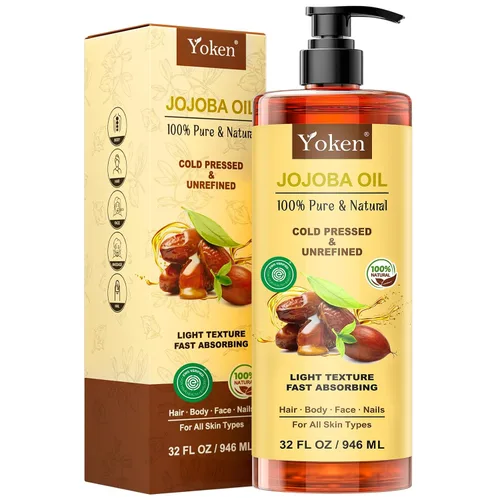 Vista 8 de Yoken Aceite de jojoba orgánico USDA prensado en frío, 8 onzas líquidas, 100% puro y natural, aceite de jojoba sin refinar para masajes faciales