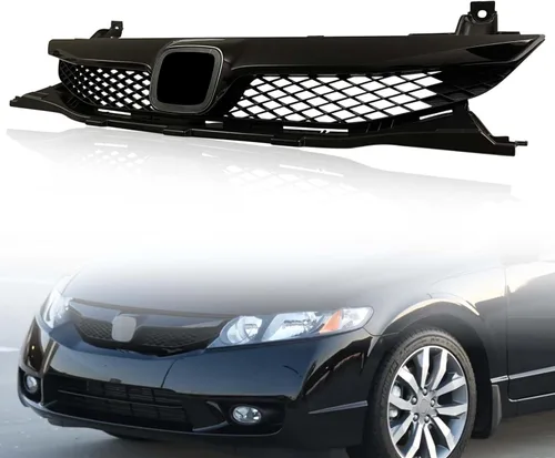 Vista 10 de Rejilla delantera de malla negra mate para defensa delantera Compatible con Honda Civic 2019 2020 2021