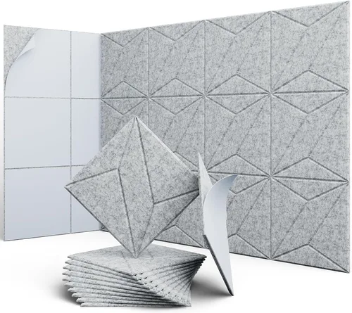 Vista 43 de Paneles hexagonales en forma de A, paquete de 12 paneles acústicos de alta densidad de 12 x 10 x 0.4 pulgadas para mejorar la reducción de ruido