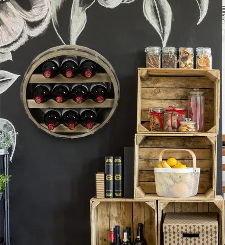 Vista 4 de CoTa Global - Botellero decorativo industrial de madera, 10 botellas