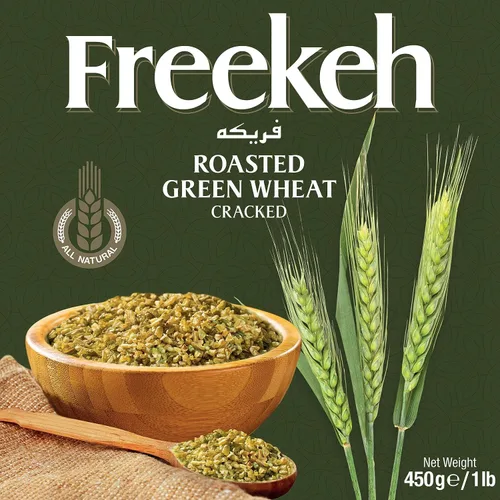 Vista 6 de Duru Trigo agrietado, Freekeh, verde tostado, 15.9 oz (450 g), 100% natural y certificado, alto en fibra y proteínas, sin OMG, ideal para recetas