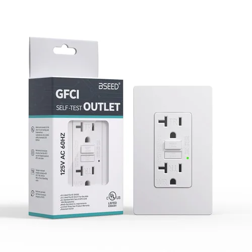 Vista 10 de BSEED - Salida GFCI de 20 amperios, enchufe eléctrico GFI de autoprueba con indicador LED, receptáculo GFCI resistente a la intemperie y Negro