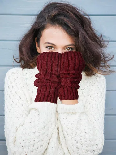 Vista 5 de 4 pares de guantes de punto calentadores de brazos de invierno largos sin dedos guantes con agujero para el pulgar guantes para mujeres y hombres