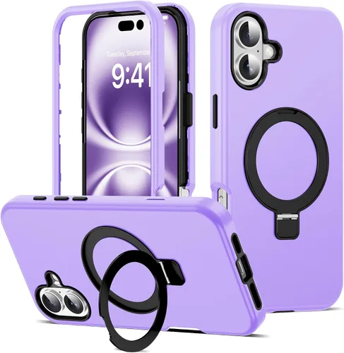 Vista 51 de Funda compatible con iPhone 13 y 14 de 6.1 pulgadas con soporte de anillo magnético [protección militar contra caídas] [compatible con Mag-Safe]