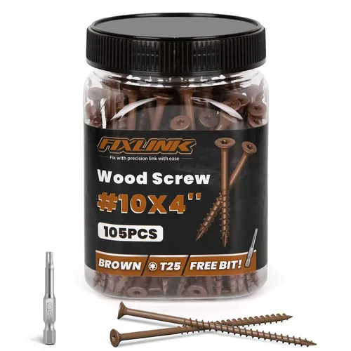 Vista 20 de Tornillos para madera de 2-1/2 pulgadas, tornillos para terraza FIXLINK #10 x 2-1/2", 310 piezas, recubiertos con epoxi, broca de estrella T25