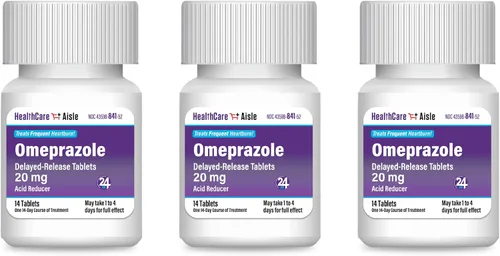 Vista 4 de HealthCareAisle Omeprazol 20 mg - 42 tabletas de liberación retardada - Reductor de ácido, trata la acidez estomacal frecuente