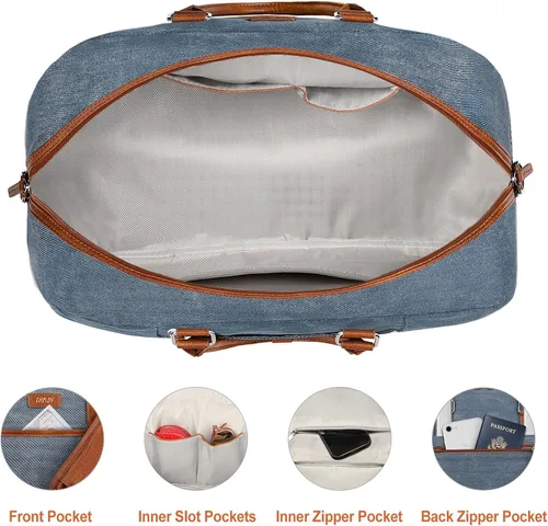 Vista 189 de IBFUN Bolsas de fin de semana para mujer, bolsa grande de lona para viaje, bolsa de viaje con compartimento para zapatos, 21 pulgadas, juego de 3