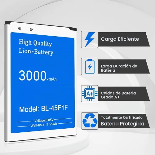 Vista 2 de Batería de 3000 mAh para LG BL-45F1F, batería de repuesto para LG Phoenix 3, LG LV3, k4 K8 2017, Aristo MS210, Phoenix 3 Risio 2, M150 M151 M210